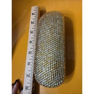 Bling Crystal Eyeglasses Case,Shiny Rhinestone Hard Shell Protective Silver